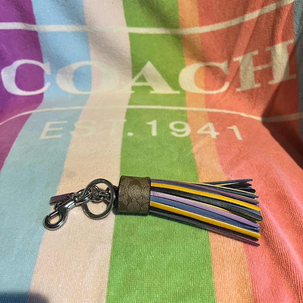 Coach Multicolor Leather Tassel Keychain